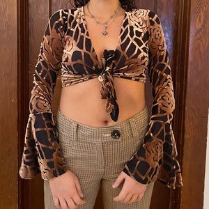 Fun tie front disco crop top